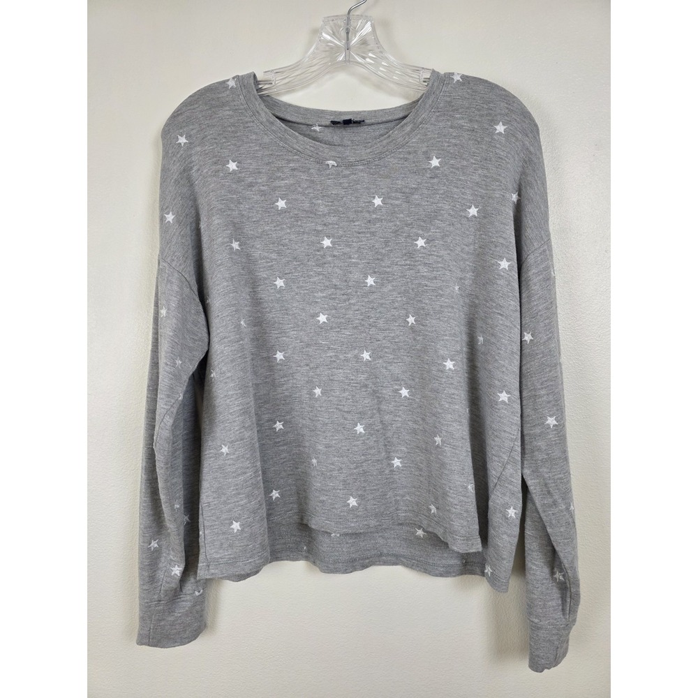 Splendid Sweater Womens Small Gray Star Pullover Lounge Soft Lightweight‎ Top